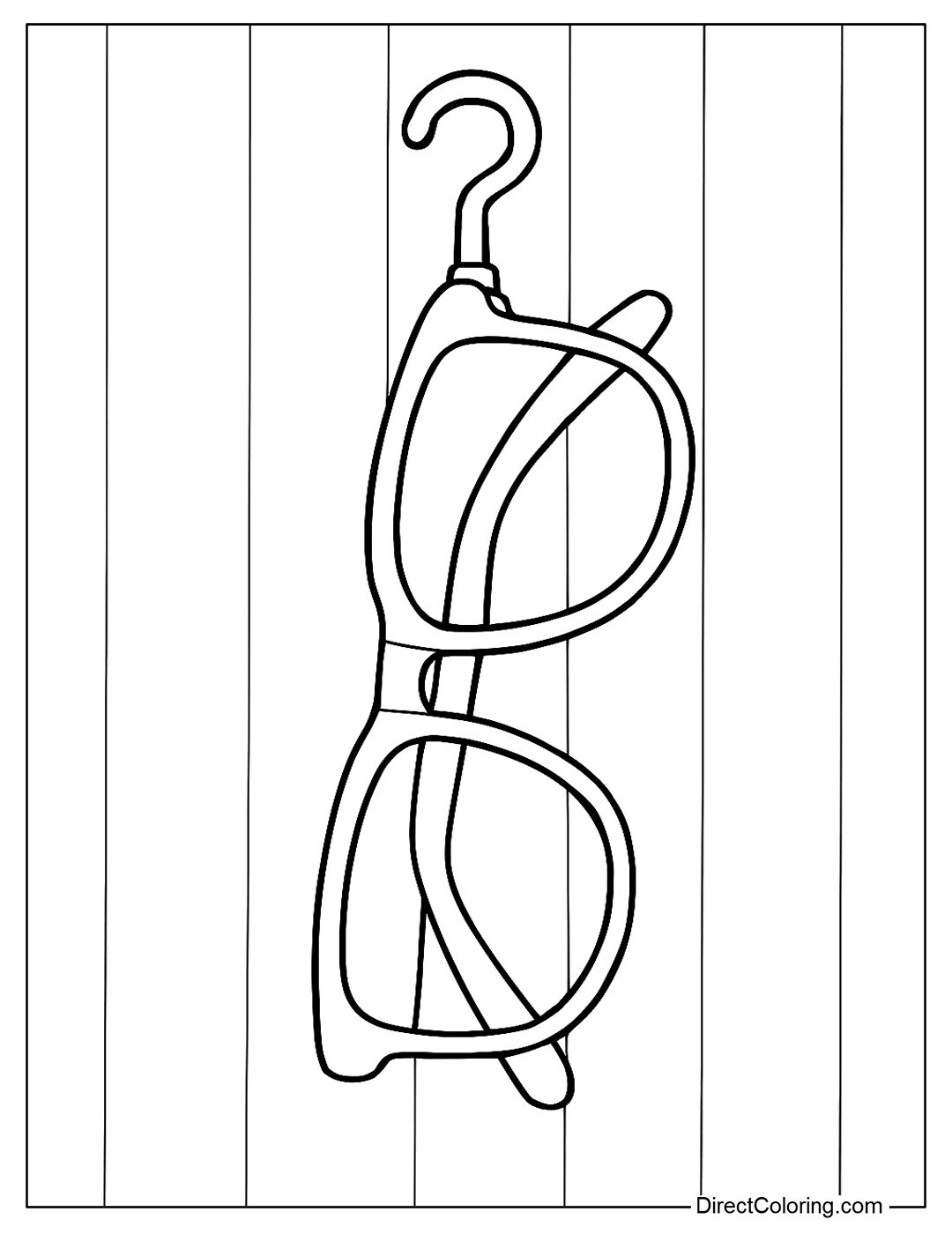 coloring page Sunglasses hanging on a hook as an everyday item